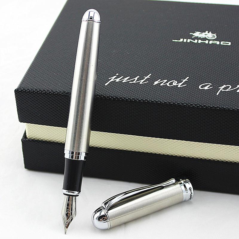 

Luxury Jinhao X750 Silver Stainless Steel Fountain Pen Medium 18KGP Nib School Office Name Ink Pens Writing Gift Stationery
