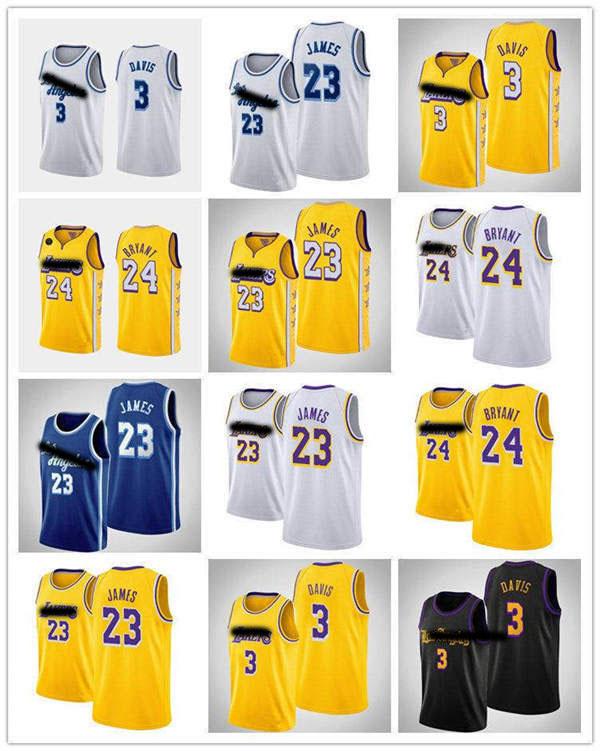 

Los 2020 Angeles Lakers Kobe Bryant LeBron James Anthony Davis MEN nba 3 23 city basketball Jersey, Black;red