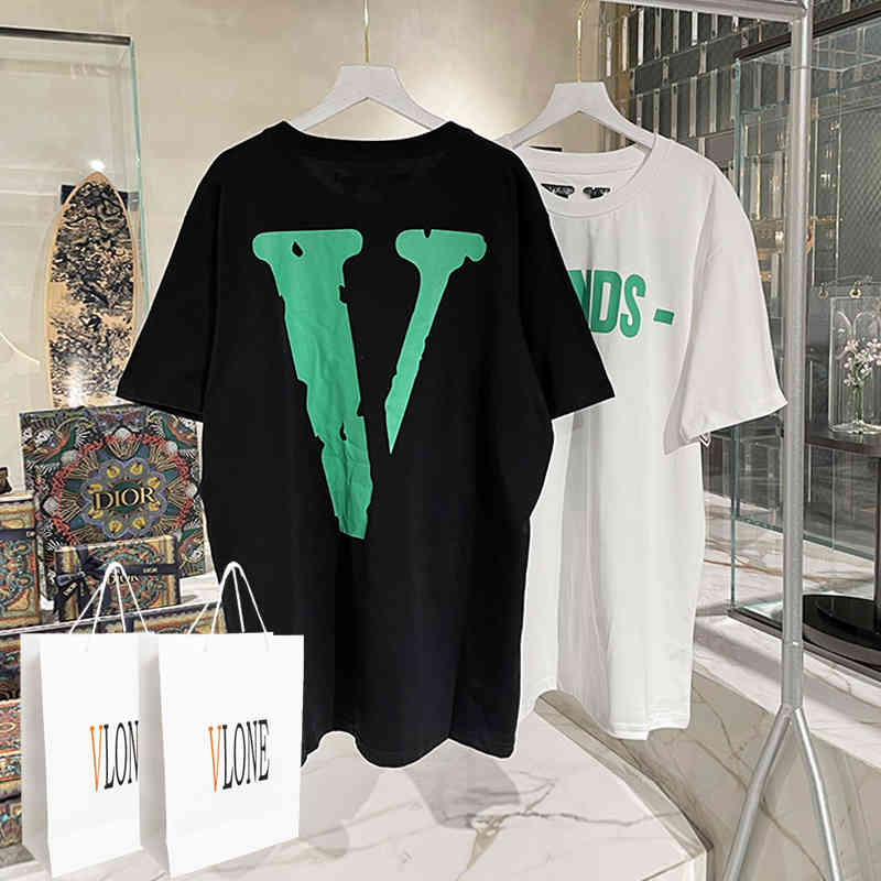 

Lone Friends and Relatives Limited Green Friends Yibo Same Fashion Brand Men's Loose T-shirt Couple v Short SleeveTrendy Fashion, White;black