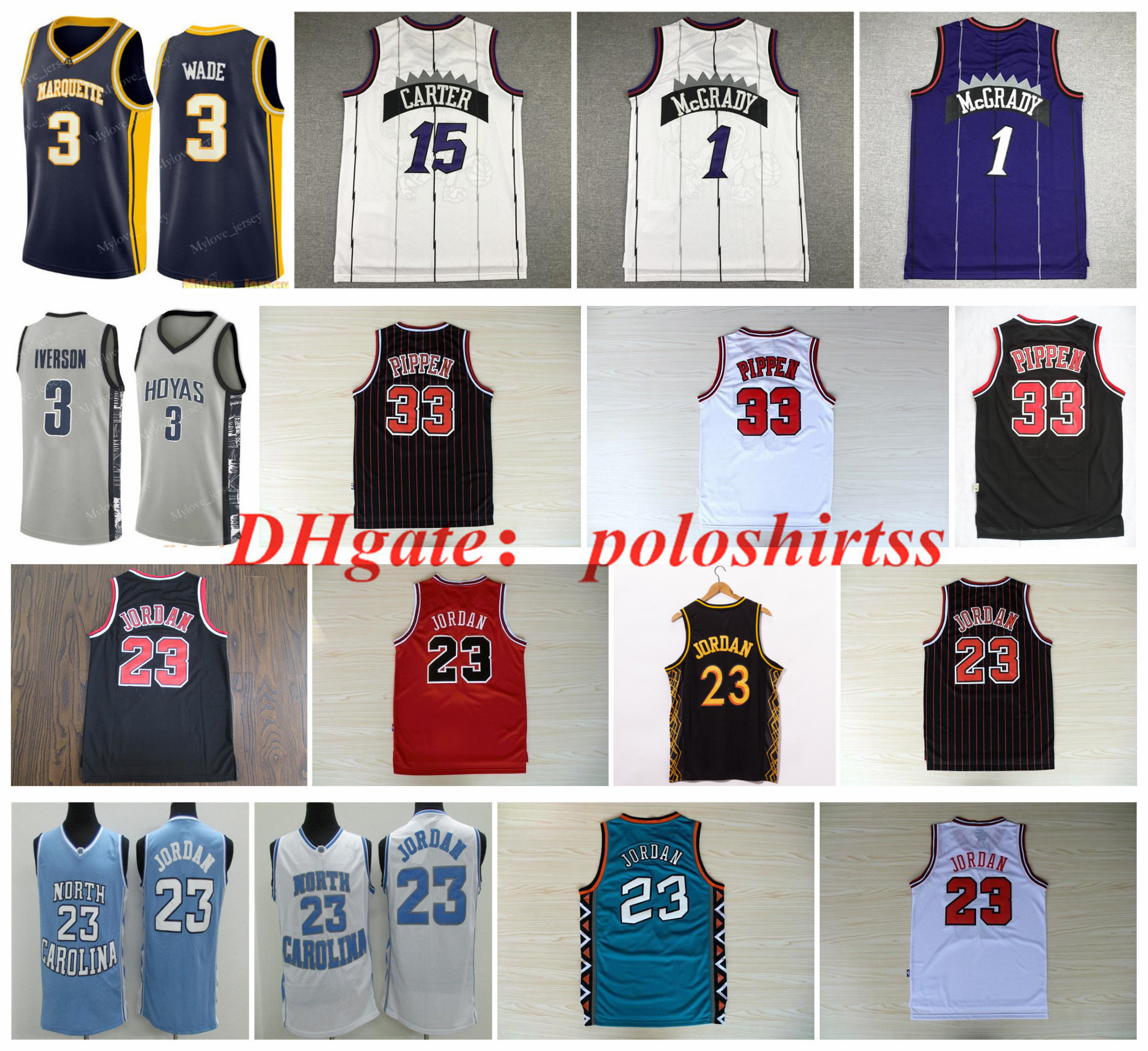 

NCAA Mens 1 McGrady Basketball Jersey North Carolina Tar Heels Michael 23 Vince 15 Carter Jerseys Tracy 33 Pippen Nba Jersey, Black;red