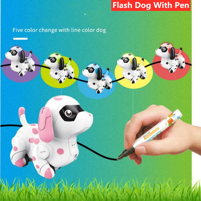 

Funny and Cute Pre-school Learning and Children Toy Magic Inductive Flash Pet Dog Follow Any Black Drawn Line Pen Kids Toy light