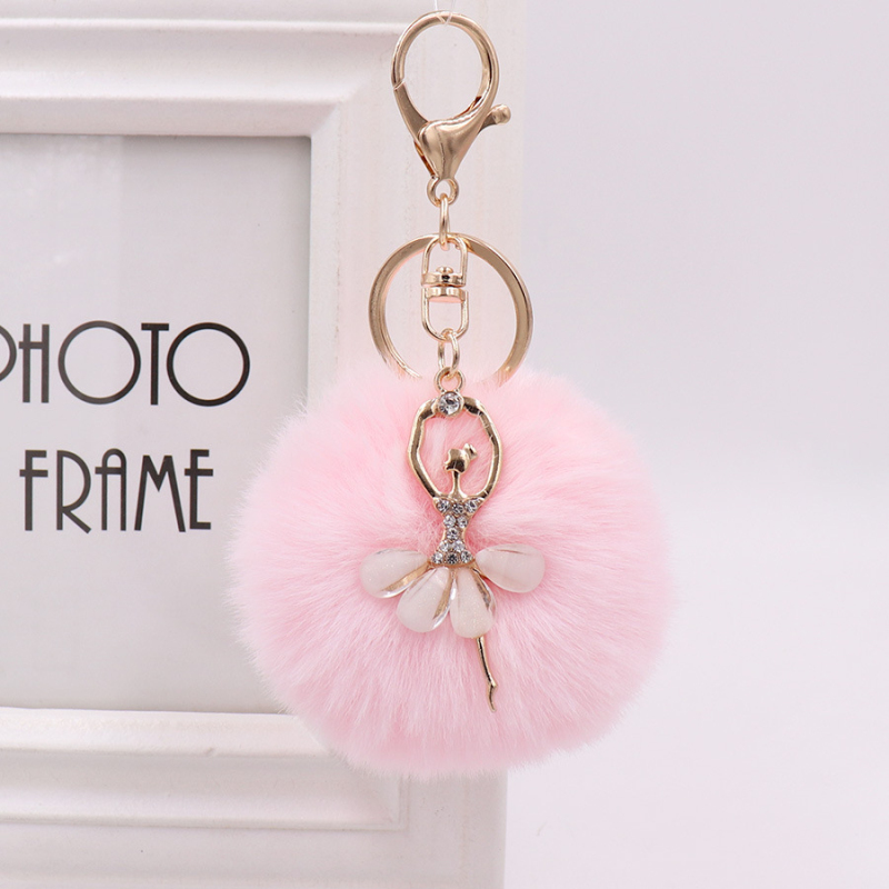 

Cute Design Pom-Pom Hairball Angel Charm Keychains Key Ring for Women Handbag Decor