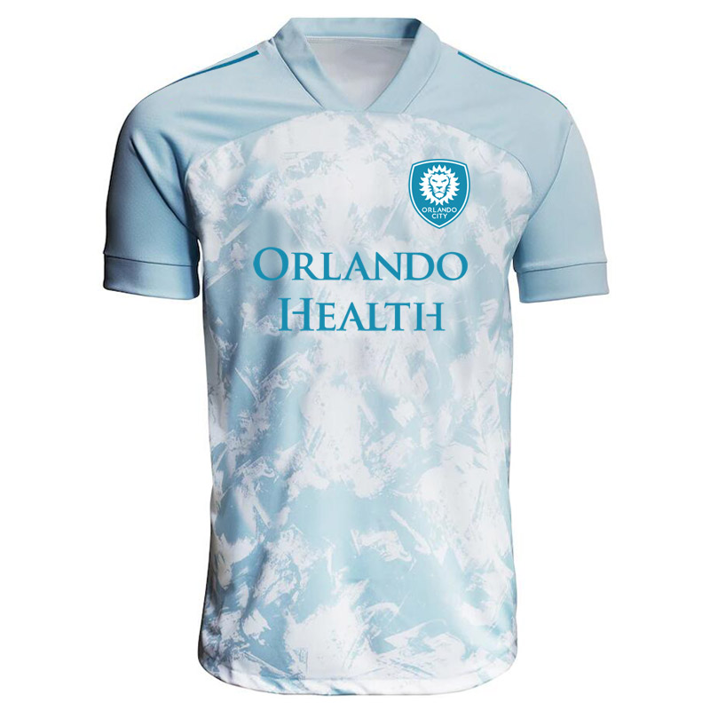 

Mens T-Shirts Orlando City SC Light Blue 2021 Primeblue Jersey Parley Football shirt Short sleeve soccer Jerseys Running sports Print T-Shir, White;black