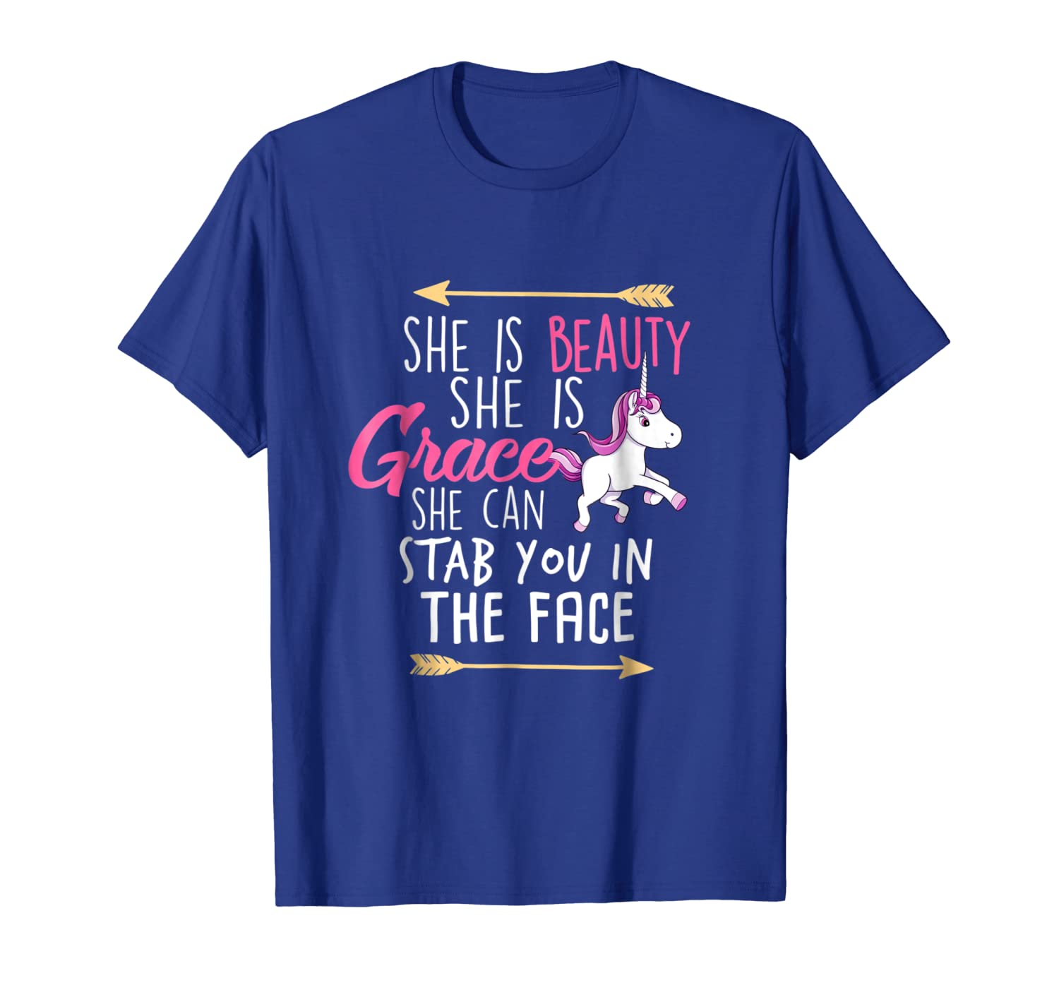 

she is beauty she is grace she can stab you in the face, White;black