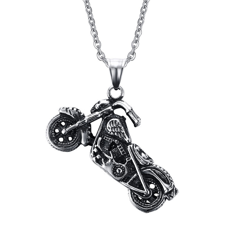 

316L stainless steel motorcycles Pendant Necklace Men s Biker Harley Motorbike charm Titanium steel chain For male Fashion Jewelry, Silver