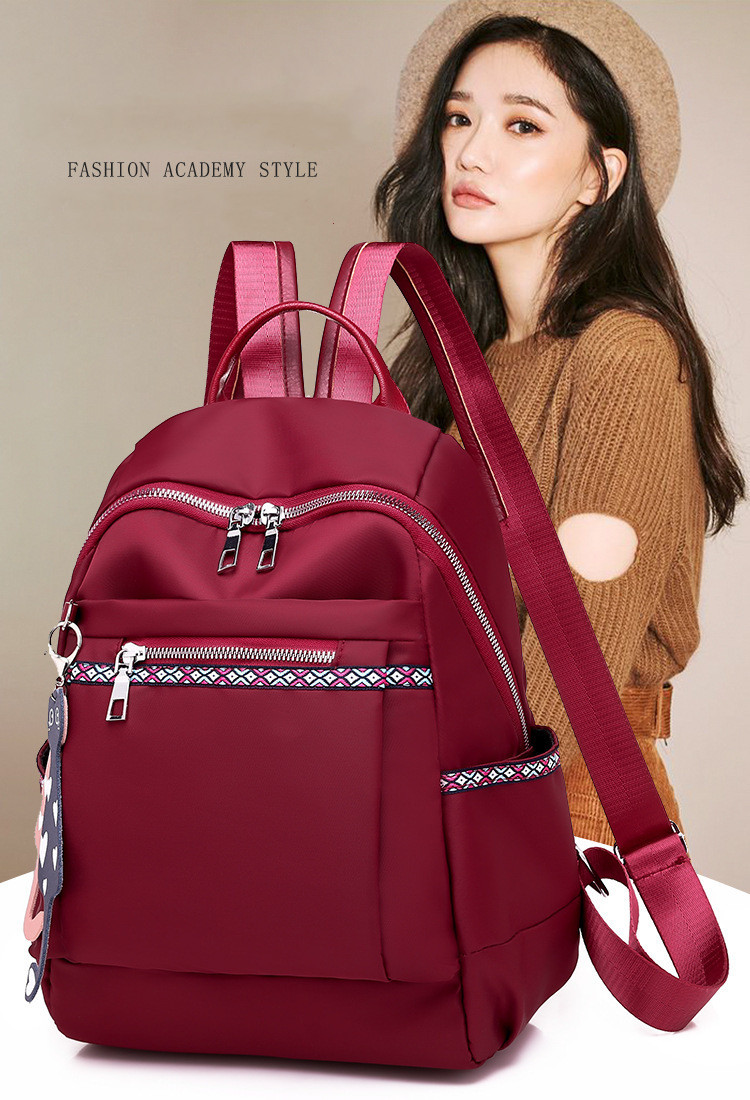 

Luxurys Designers Bags New Fashion Backpack Women's Korean Schoolbag Oxford Backpacks Canvas Travel Bag, Burgundy