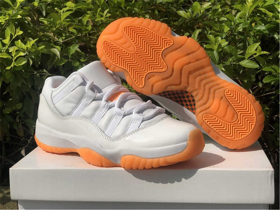 

2021 Authentic 11 Low Wmns Bright Citrus Outdoor Shoes Women White Orange Real Carbon Fiber with Original Box Sports Us5-11