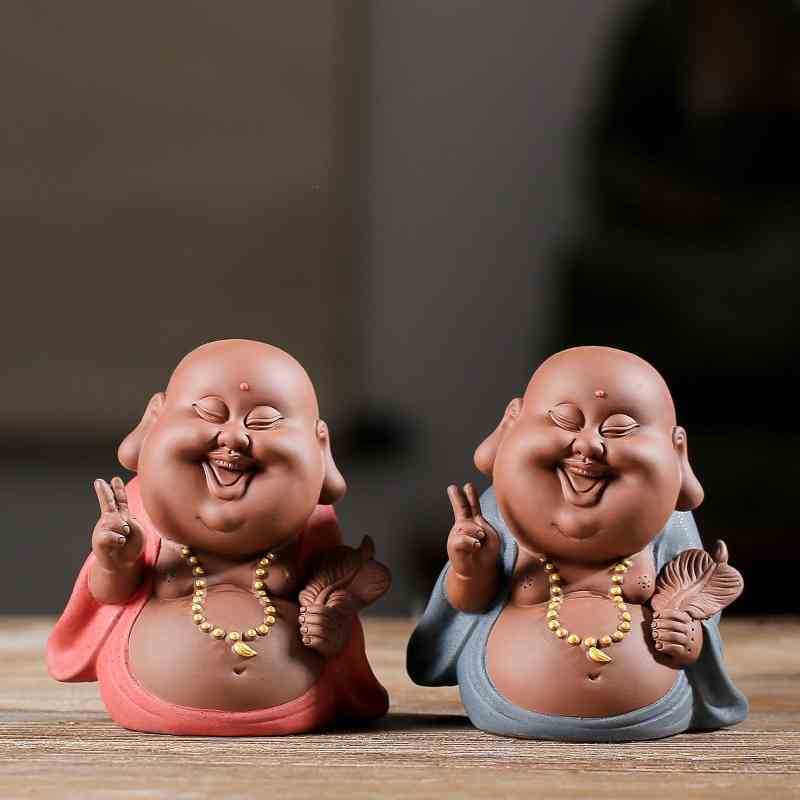 

Boutique creative purple sand decoration set accessories Kung Fu happy Maitreya Buddha Decoration pet ceremony tea play