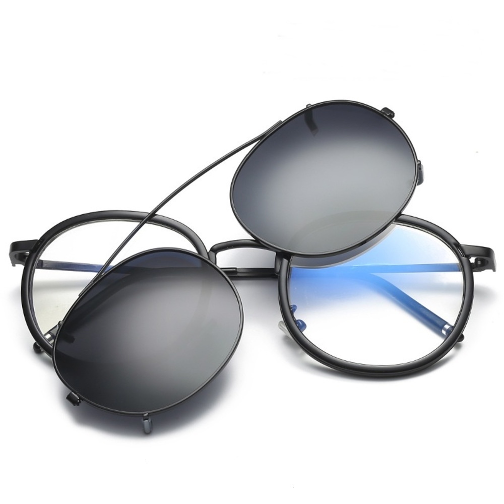 

Highend accessories Fashion polariz metal frame sun glass clip on sunglass, Black