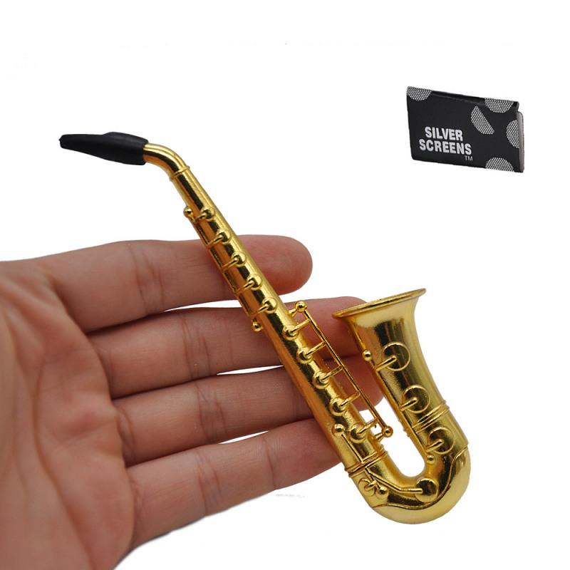 

Unique Saxophone Mini Portable Smoking Pipes Metal Tobacco Pipe Hookah Gifts