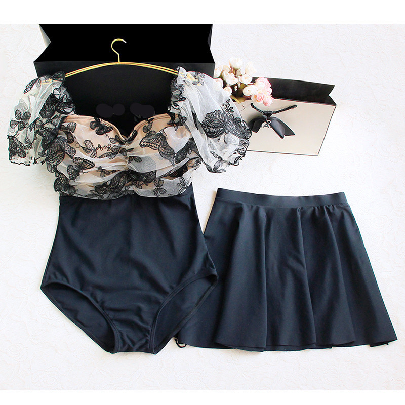 swimwear feeling behind the royal elder sister Fan Lou show thin lace bowknot lace-up web celebrity ins wind spring clothing-image-677455788