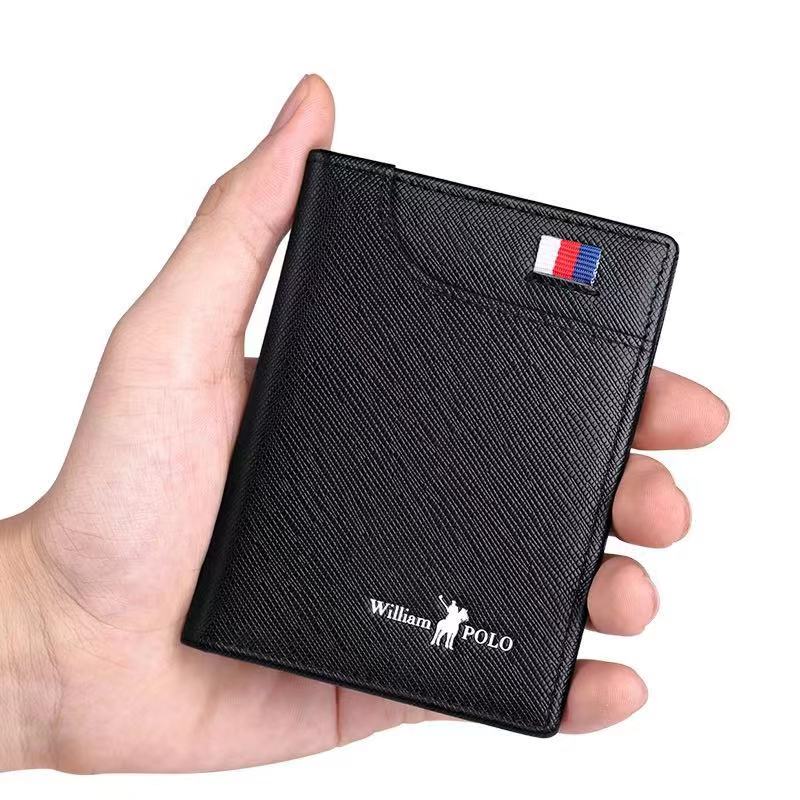 

Men's Wallets Thin Card Holder Cowskin Soft Mini Purses Design Vintage Men Short Slim Wallet, Black