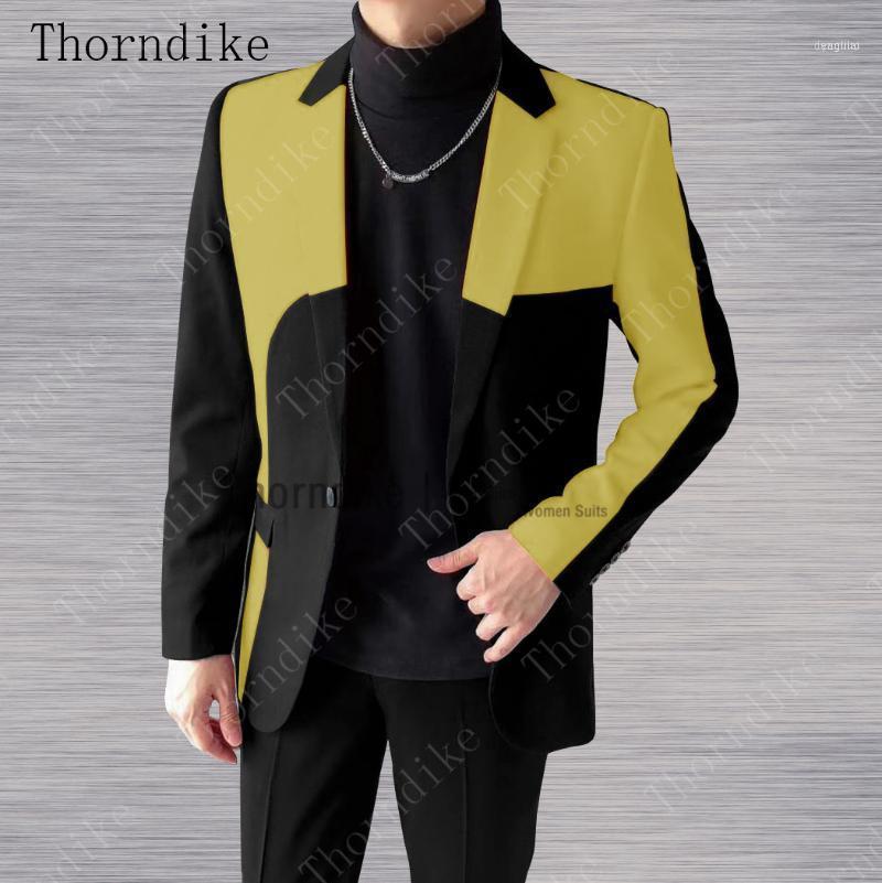 

Thorndike Patchwork Blazer Suit Men Party Club Banquet Jacket 2021 Stylish Pants Gentleman Wedding For 2 Pie1