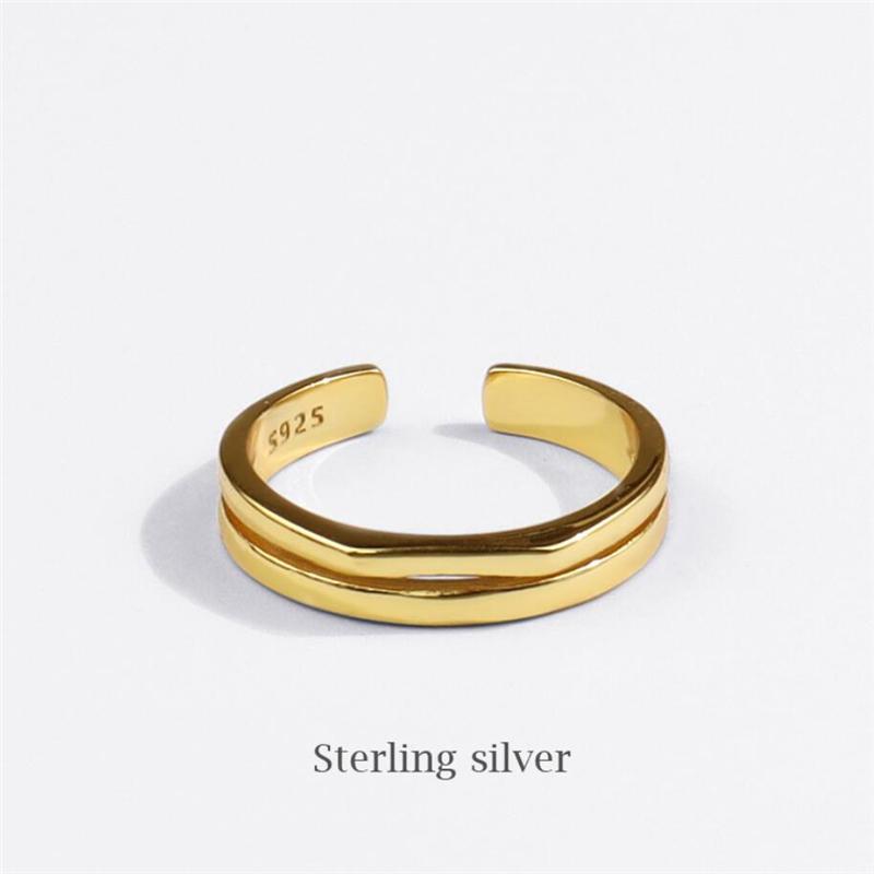 

Cluster Rings Sole Memory Two-tier Cute Simple Fashion 925 Sterling Silver Female Resizable Opening SRI774