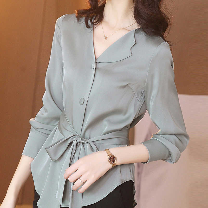 

Long Sleeve Chiffon Blouse Shirt Blouse Women Blusas Mujer De Moda V-Neck Office Lady Blouse Tops Women Blouses Blusa E178 210602, As picture