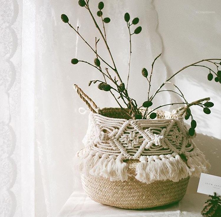 

Storage Baskets Panier Osier Basket Bohemian Decor Wicker Garden Flower Pot Rattan Home Organizer Cestos Mimbre