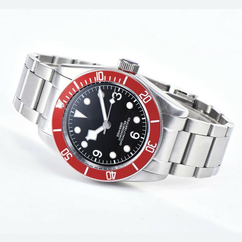 

Sterile Dial Mens Watch Red Bezel Miyota8215 Mechanical Sapphire Glass Luminou Waterproof Automatic Wristwatch Wristwatches, No logo seagull core