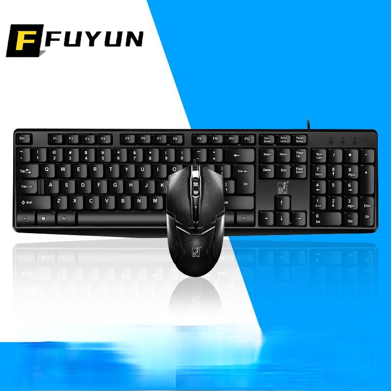 

Keyboard Mouse Combos FUYUN And Set Wired Full Size Computer Ergonomic Keycap Office USB Combo PC Desktop F82