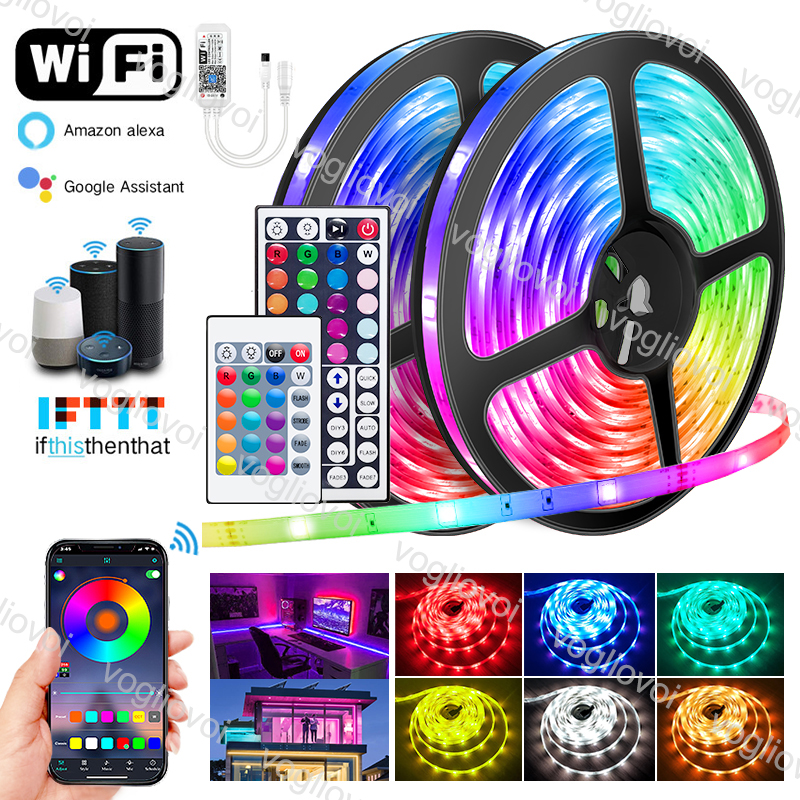 

Led Strip Lights Mini WIFI 5 10 15 20M 5050 DC12V Multicolor Ribbon Diode Tape 24Keys 44keys With App Control Music Sync AC100-240V Power EUB