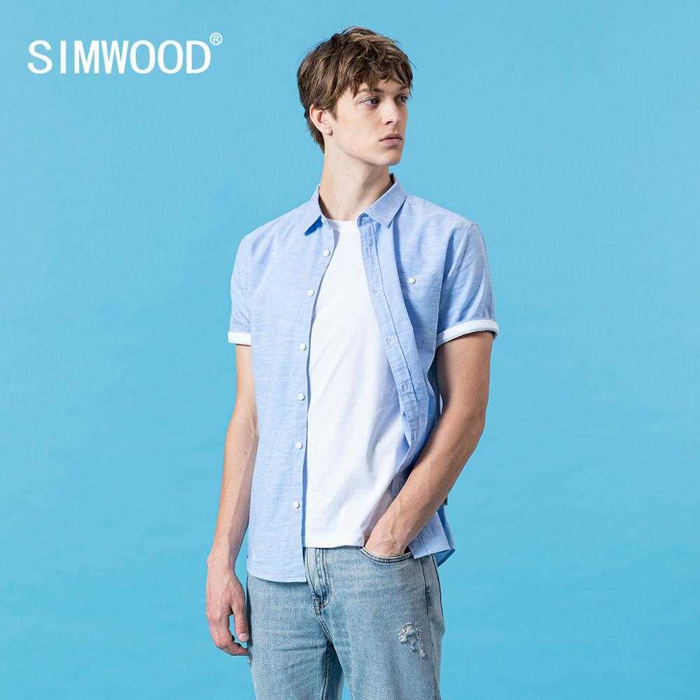 

summer short sleeve cotton linen shirts men breathable casual solid comfortable plus size SJ110528 210721, Green