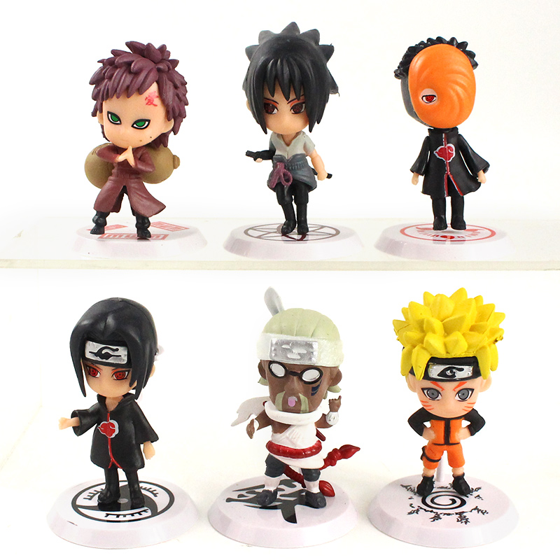

6pcs/set 7cm naruto shippuden anime sasuke uchiha itachi obito gaara pvc action figure mini model toy doll kids gift brinquedos