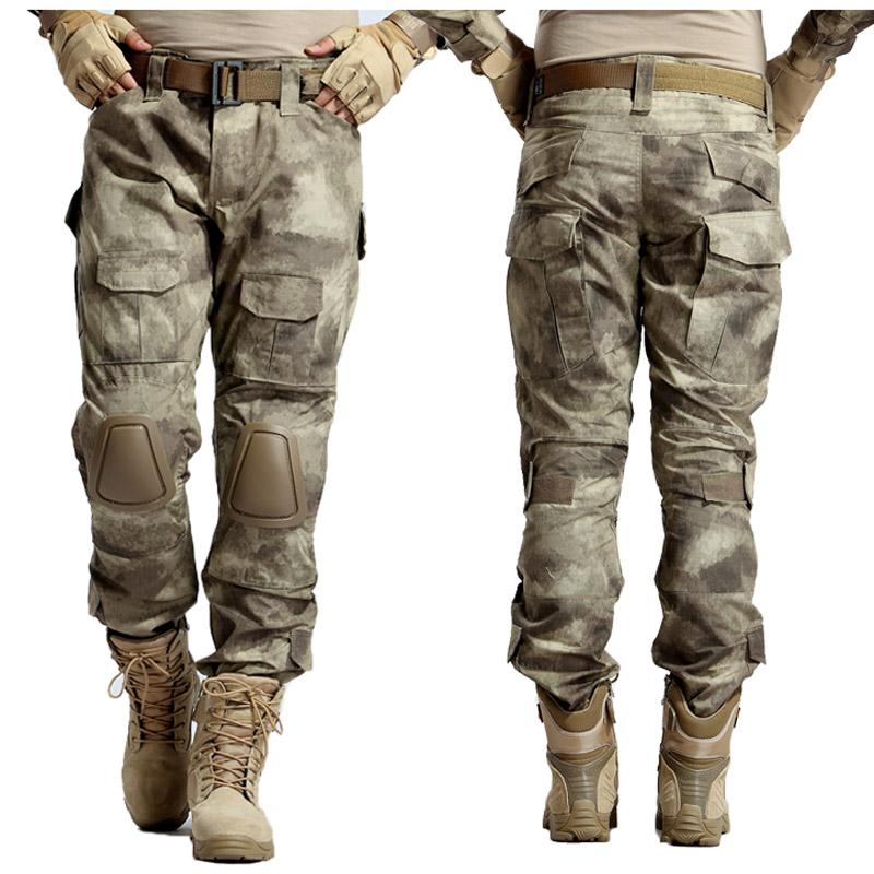 

Outdoor Pants Multicam Camouflage Military Tactical Army Uniform Trouser Hiking Paintball Combat Cargo With Knee Pads, Black