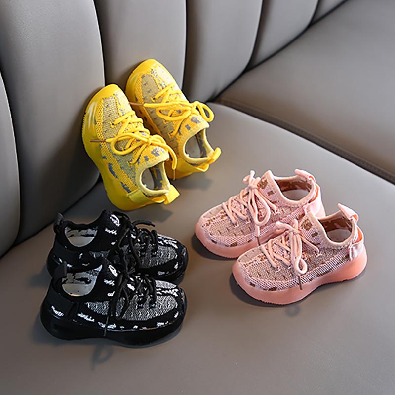 

Baby Boys Girls Breathable Anti-Slip Striped Shoes Luminous Sneakers Toddler Soft Soled First Walkers Casual Shoe, Black;red