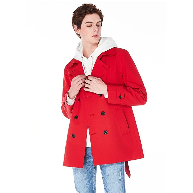 

Men Classic Trench Spring Autumn Double-breasted Belt Coat Brand Overcoat Fashion Jacket Teens Clothing Men' Coats, Beige