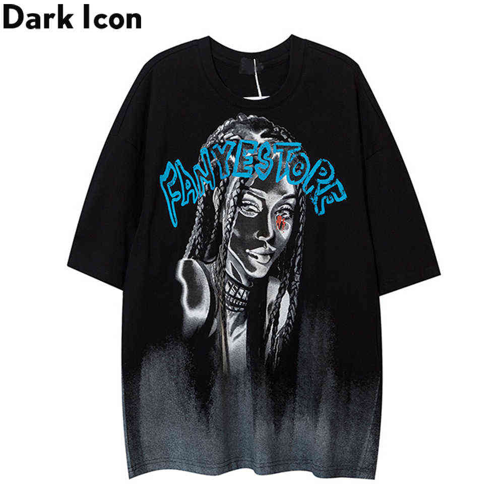 

Tie Dyeing Printed Streetwear Men's T-shirt Summer Oversized Tshirts for Man Tee Shirt Male Top 210603, Black