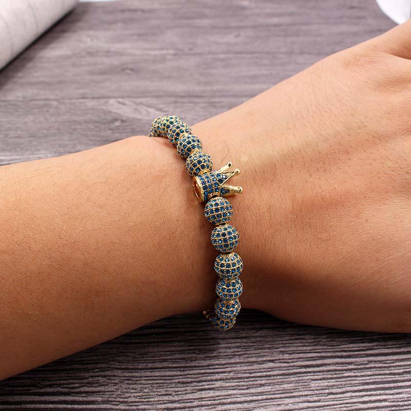 

Wholesale Fashion Men Bracelet Jewelry Braiding Copper Beads Crown Bracelets For Women Charm