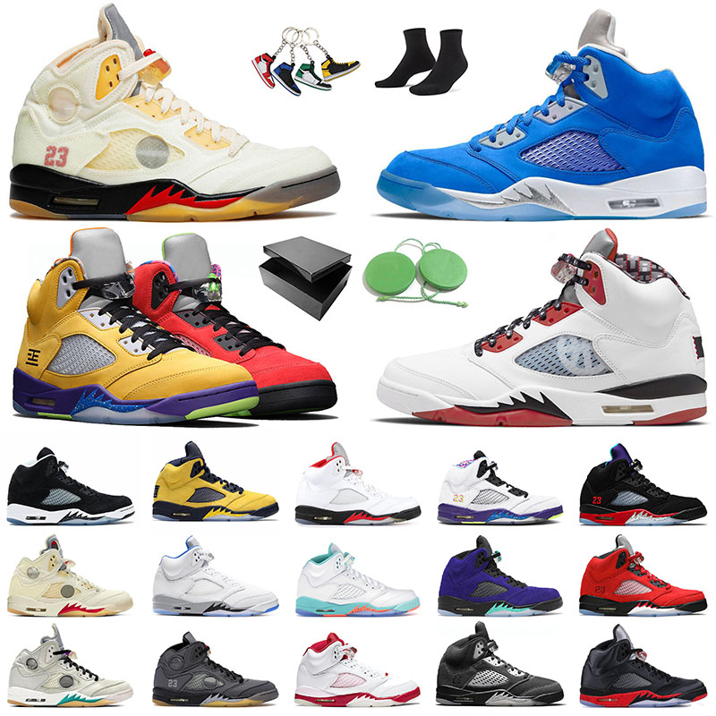 

Air Jorden 5s With Box Jumpman 5 Mens Retro Basketball Shoes Bluebird V Fire Red Off What The Black Muslin Sail Paris White Men Trainers Sports Sneakers, B13 white cement 36-47