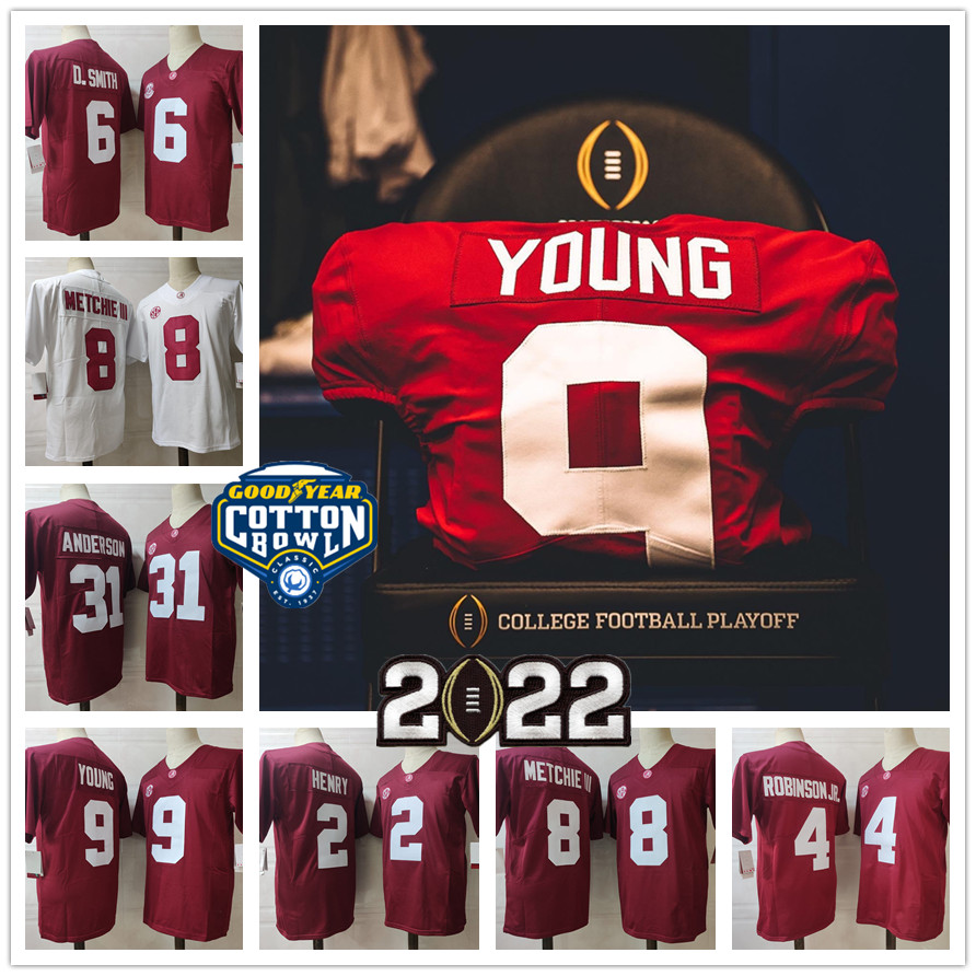 

2022 NCAA Alabama Crimson Tide 9 Bryce Young College Stitched Football Jersey 31 Will Anderson 8 John Metchie III 4 Brian Robinson Jr. 6 DeVonta Smith 2 Derrick Henry, 9 bryce young white jersey