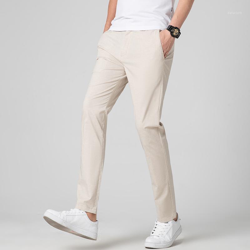 

Spring And Summer Linen Casual Pants Thin Stretch Cotton Slim Straight Non-Ironing Men's, Gray