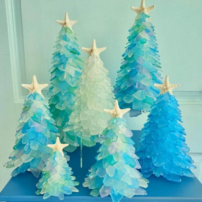 

Christmas Decorations DIY Blue Tree Mini Desktop Ornaments Holiday Decoration Small Pine Crafts