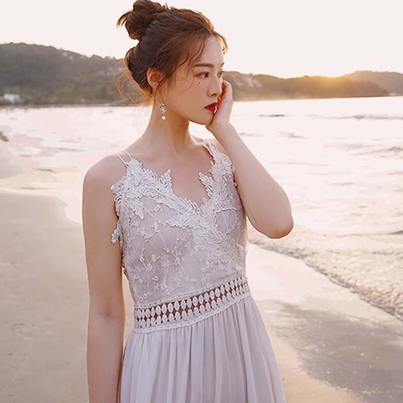

Summer Lace Stitch Sexy Backless Women Dress Vestir Staples Bohemian Kleid White Chiffon Vestito V Neck Babae Kamiseta Robe Casual Dresses