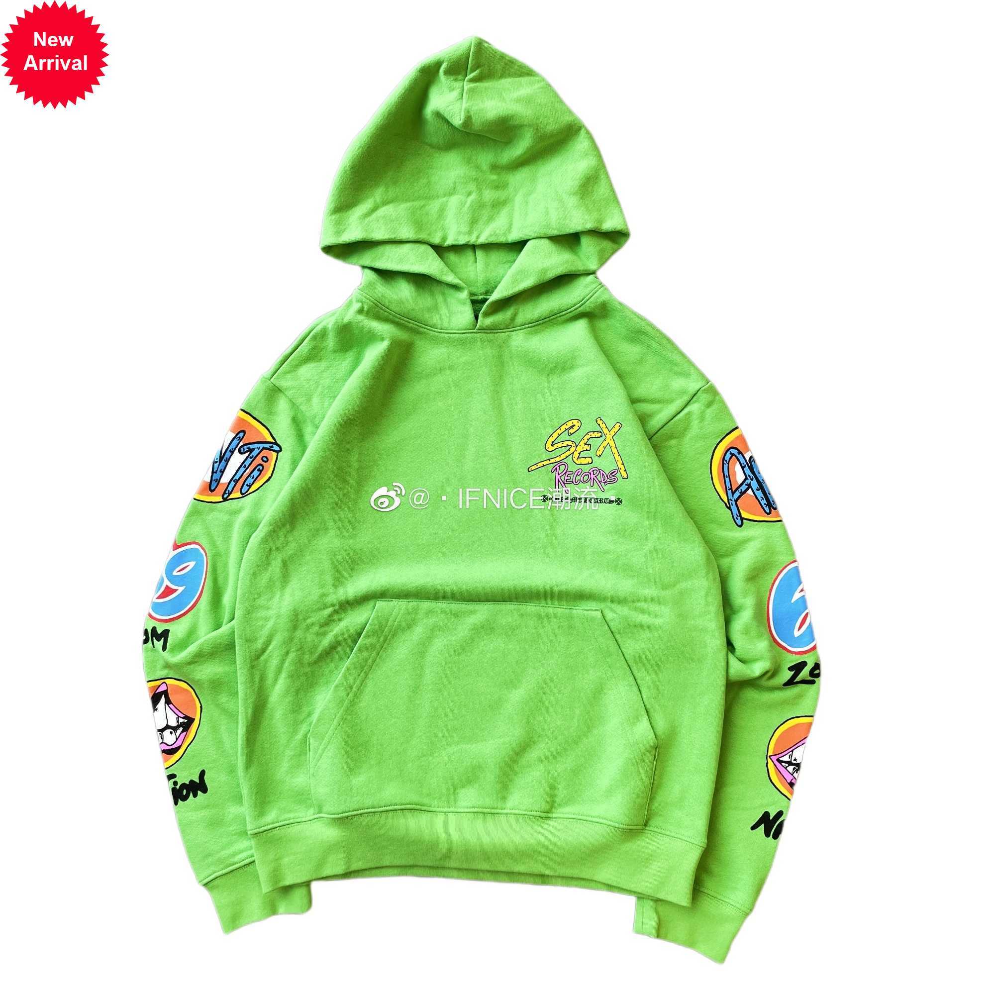 

heart trendy chrome crocin records green graffiti hoodie, Black