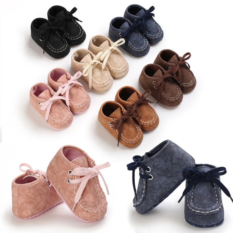 

First Walkers Born Baby Toddler Girl Boy Soft Sole Infant Pre Walker Sneaker 2021 Bandage Flats Crib Shoes 0-18M