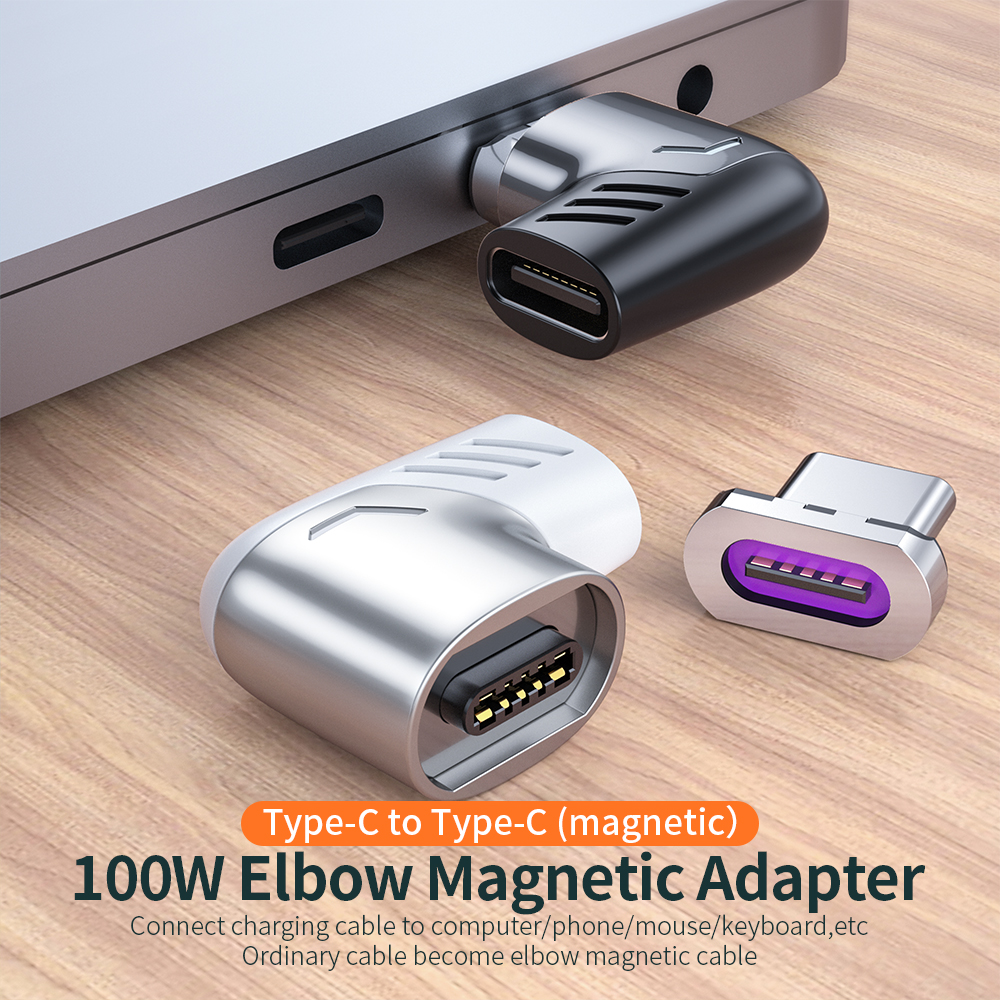 

100W 5A C toC USB TYPE-C Magnetic Adapter Cables Converter for Pad Pro Max Note book Magnet Connector Bent