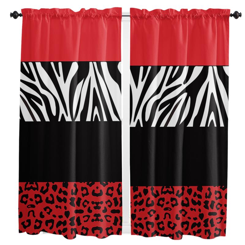 

Curtain & Drapes Red Zebra Leopard Print Window Curtains For Living Room Bedroom Blinds Kitchen Treatments Panel, As pic