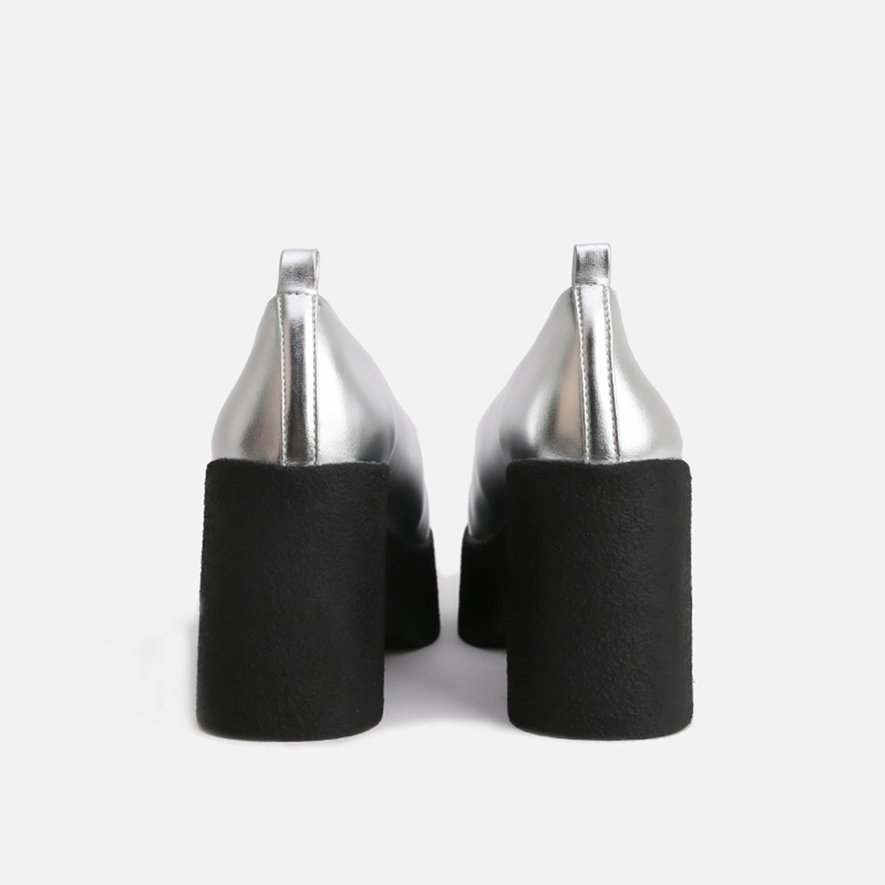 

sandals womans new silver mary janes square heel toe street style super high shallow pumps slip-on lady footwear 166t, Black