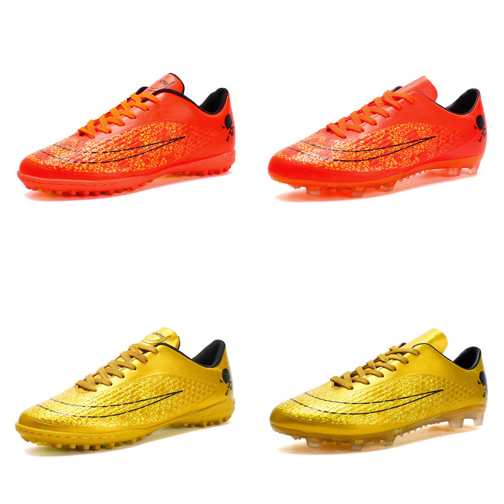 

2021 Football Shoe Indoor Soccer Sports Children's Sneakers Cleats Grass Training Professional Footwear Kids Teenager Breathable 210723, Spike orange
