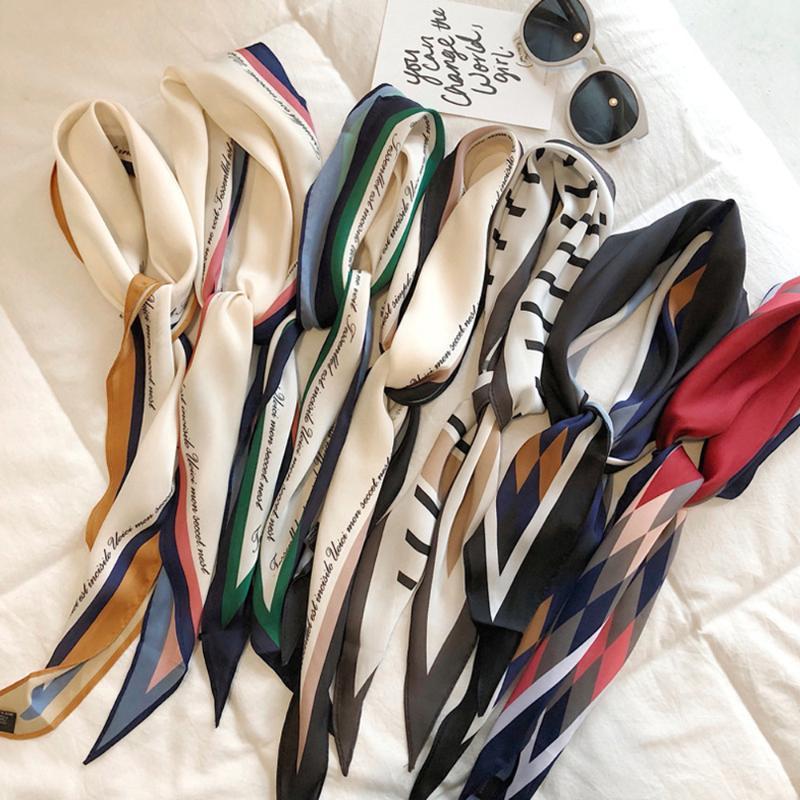 

Scarves Silk Scarf Women Fashion Print Small Neck Scarfs Office Lady Hair Band Foulard Hand Kerchief Female Bandana Shawl 2021