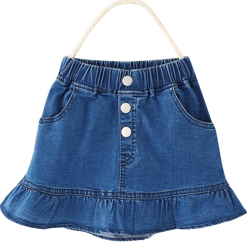 

Skirts Girls Denim Kids Baby Summer Clothes Children Skirt Fight Lotus Leaf Bag Hip Fashion Clothing, Blue 2