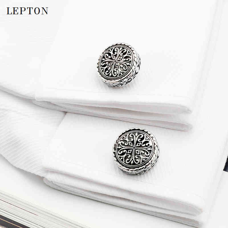 

Vintage Cuff links Mens with Gift Box Gold Silver color Baroque Whale Back Closure Cufflinks For Wedding Business8689642