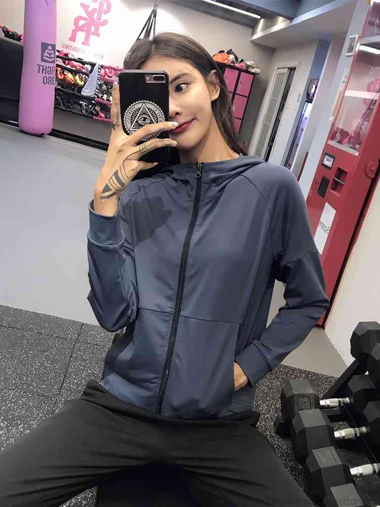

Women Body Mechanics Clothing Jacket Tight-fitting Yoga Sportswear Long-sleeved Running Quick-drying Zipper Clothes Autumn and Winter Sports Topsoccer Jersey, Navy