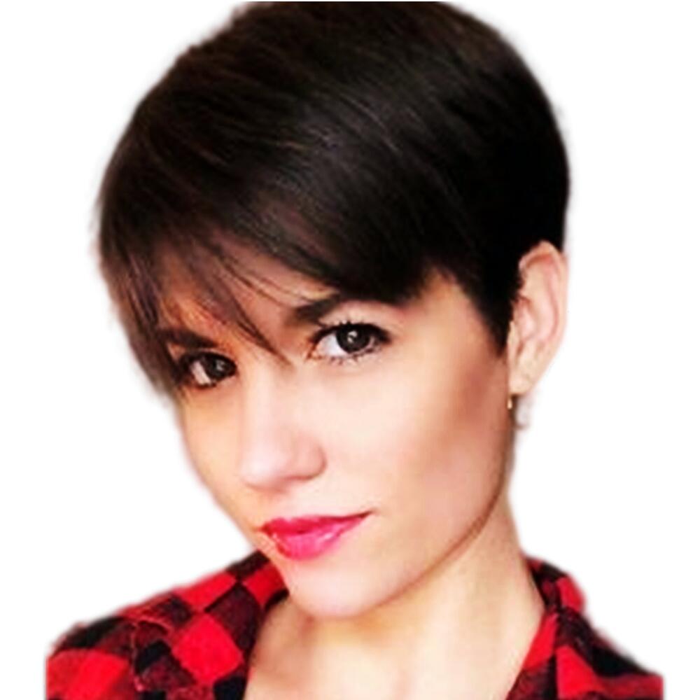 

Pixie Cut Straight Human Hair Wig for Women From Belgium Brazilian Short Bob Machine Wigs Natural Color