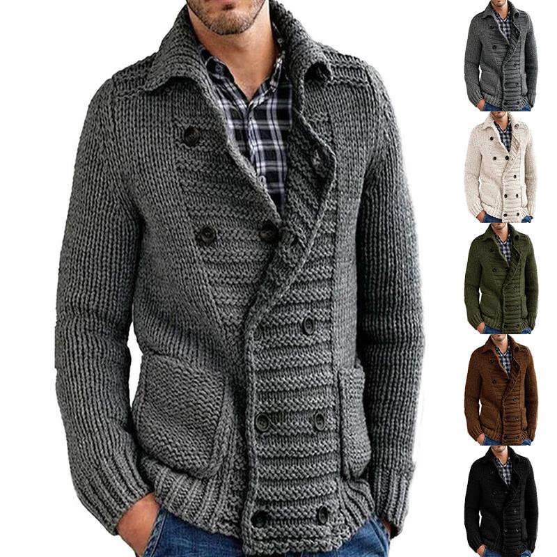 

Men's Sweaters Debracat Casual Lapel Neck Solid Sweater Warm Long Sleeve Office Coats Cardigan Pockets Knit Button Coat Male, White;black