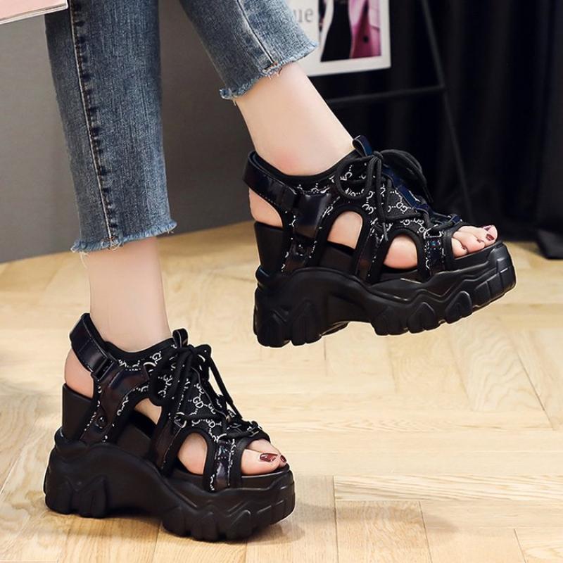 

Sandals Wedges Women 2021 Casual Platform Shoes Fashion Open High Heels Ladies Sandal Outdoor Sport Chunky Beach Sandalias Mujer, White