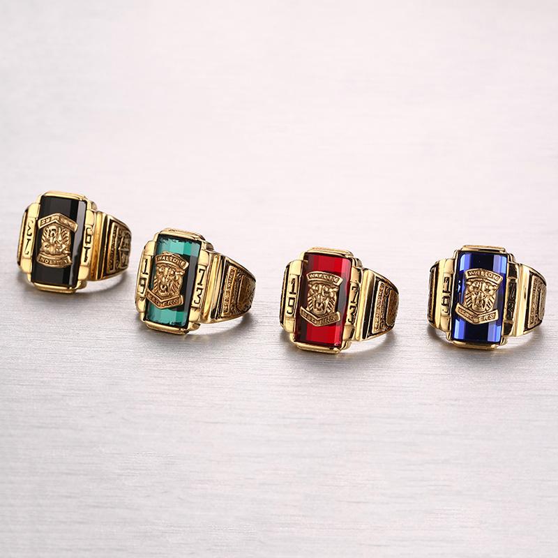 

Cluster Rings Titanium Steel Walton Tigers Head Ring Men Vintage 1973 Army Finger Statement For Male Soldier Anillos Mujer, Golden;silver