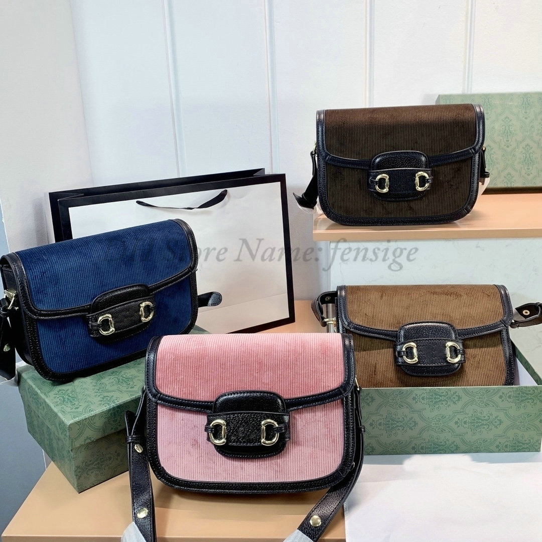 

Newest Classsical 1955 Corduroy Series saddle Fashion Bag Women Designer Cream Handbag tofu Buckle Shoulder Bags Messenger, Other